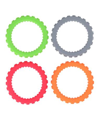 4 pieces baby biting ring bracelet silicone infant tooth toy sensory gums bite ring bracelet coolable heat -resistant gum relief tooth toys red orange gray green