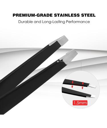 Classycoo Professional Eyebrow Tweezers Set - 4Pcs Stainless Steel Precision Kit for Eyebrows, Facial Hair, Ingrown Hair & Splinter Removal - Black - Buy Online on SooperMarket.com