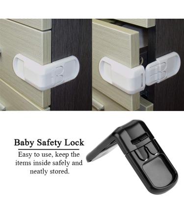 5Pcs Baby Safety Lock - Adhesive Cabinet Locks for Drawers & Cabinets | Child Proofing (Black) - Secure Your Home! - Buy Online on SooperMarket.com
