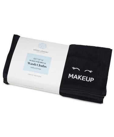 Bleach Safe Black Makeup Towels - 12 Pack | Ultra Soft Cotton Face Washcloths - Buy Online on SooperMarket.com