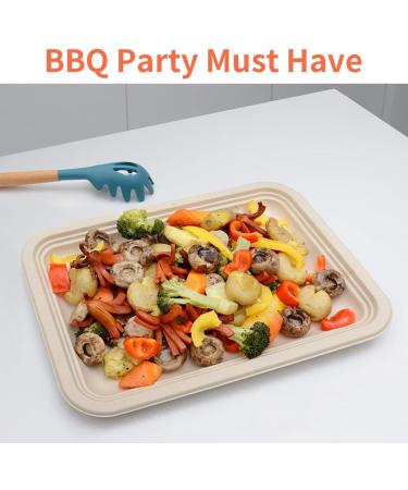 Bloomoon 50 Pack 14 Inch Heavy-Duty Disposable Food Trays - Compostable Paper Platter Plates for Crawfish, Lobster, Crab, BBQ - Extra Large Serving at Party - Buy Online on SooperMarket.com