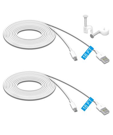 2 Pack 16.4FT Power Extension Cable for Wyze Cam Pan,for Wyze Cam Pan v2,for WyzeCam,for Wyze Cam v3,for Kasa Cam,for YI Dome Home,for Furbo Dog,for Nest Cam,USB to Micro USB Charging Data Sync Cord