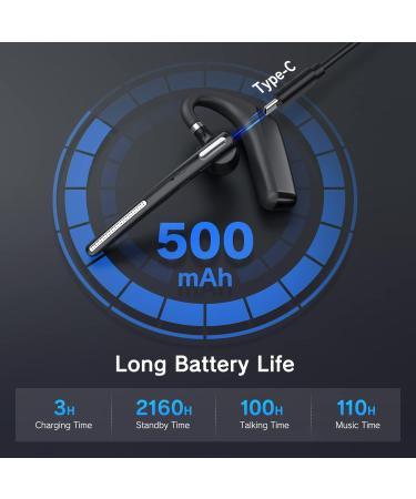 Ngsod Bluetooth Headset- Wireless Headset with Microphone | 90 Days Standby, 110 Hours Talktime | Bluetooth Earpiece for Cell Phone, Tablet, Laptop | Headphones for Trucker, Driver, Business - Buy Online on SooperMarket.com