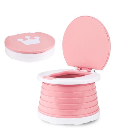 Children's Folding Toilet Portable Folding Toilet Seat Boys & Girls Foldable Potty Chair Seat Toddler Potty Training Seat (Pink)