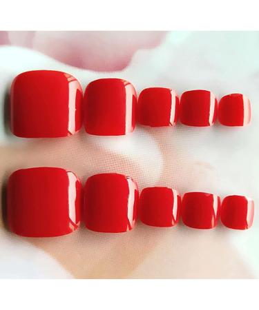 RODAKY Glossy Red Press On Toe Nails - 24PCS False Toe Nail Set for Women - Buy Online on SooperMarket.com