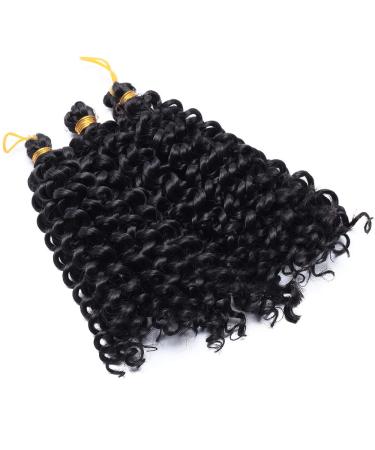 Tess Curly Crochet Hair Extensions - Short Water Wave 8 Synthetic Braids | 3 Bundles Natural Black (90g) - Buy Online on SooperMarket.com