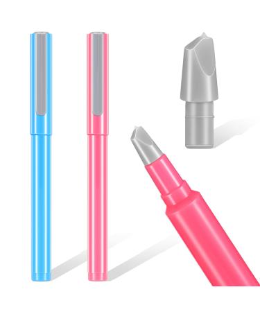 2 Pcs DIY Diamond Painting Parchment Paper Cutter Precision Craft Ceramic Blade Knife Pen for Cutting Paper Art with Replaceable Blade  Pink  Blue