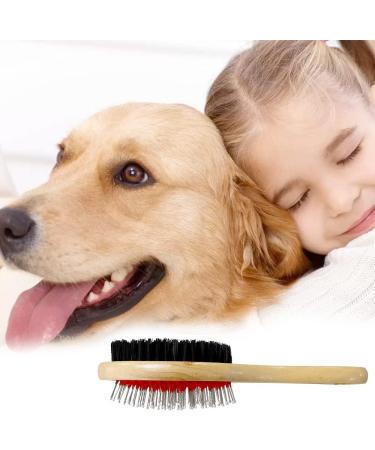 Double Sided Wooden Dog Brush for Grooming & Cleaning | 2-in-1 Pin & Bristle Soft Pet Hair Brush for Dogs & Cats | Long or Short Haired | Eco-Friendly - Buy Online on SooperMarket.com