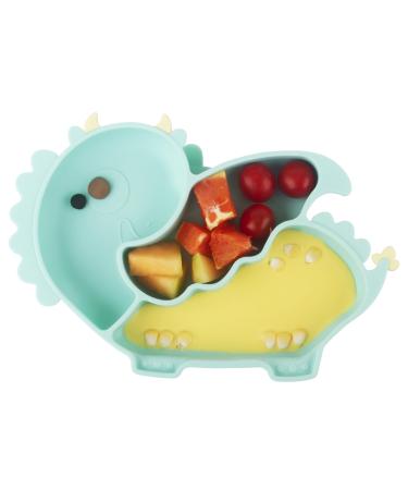 Silicone Suction Plate for Toddlers - Self Feeding Training Divided Plate Dish and Bowl for Baby and Toddler Fits for Most Highchairs Trays Wyvern-mintcream