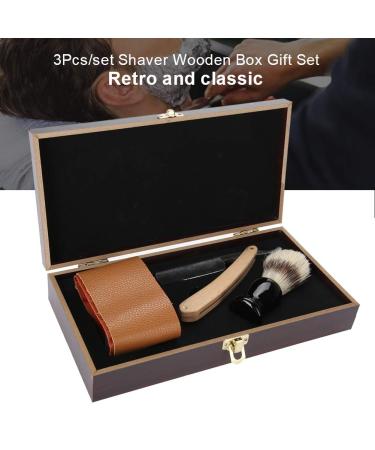 Premium Shaving Head Razor Set - Manual Razor Beard Brush & Wooden Gift Box | Perfect Gift for Men - Buy Online on SooperMarket.com