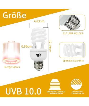 Buy Lucky Herp UVB Lamp for Reptiles - Compact 13W E27 UVB 10.0 Ideal for Turtles Chickens & Amphibians - International Shipping Available - Buy Online on SooperMarket.com