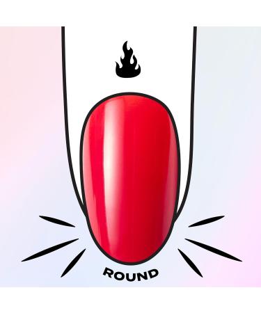 Hard Candy Press On Nails Fire Red | Short Round Fake Nails Gel-Like Shine | 30 Nail Kit with Glue & Reusable Case | Pack of 24 - Buy Online on SooperMarket.com