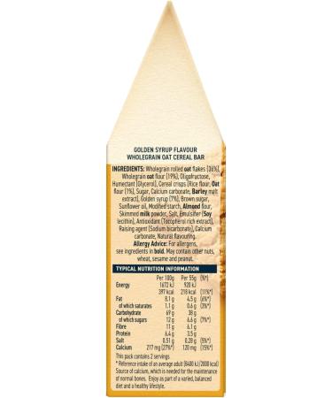 Quaker Porridge To Go Breakfast Bar Golden Syrup 2 x 55g (Case of 6) - Pack of 1 | Delicious and Convenient Breakfast Bars - Buy Online on SooperMarket.com