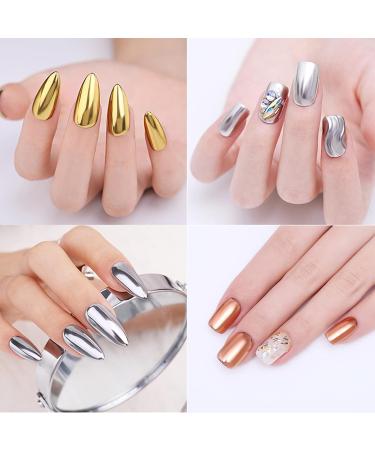 Chrome Nail Powder 5 Boxes Metallic Mirror Effect Nail Powder Holographic Gold Shiny Nail Glitter Pigment Powder for DIY Nail Decoration Salon Home - Buy Online on SooperMarket.com