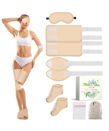 9 PCS Castor Oil Pack Wrap Organic Cotton Flannel Castor Oil Packs Castor Oil Wrap Castor Oil Pack kits Castor Oil Eye Mask Castor Oil Pack for Feet Castor Oil Pack Wrap for Knee and Legs (Khaki) (Khaki)