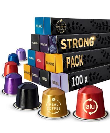 Strong Coffee Variety Pack: 100 Nespresso Compatible Pods. Test-Winning Capsules. 6 Different Varieties Strong Variety Pack 100 Count (Pack of 1)