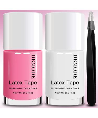 Liquid Latex for Nails, DR.MODE 20ML Latex Nail Cuticle Barrier Peel Off Upgraded Fast Drying Nail Latex Tape, Nail Cuticle Protector for Fingers Nail Painting with Tweezers for Various Nail Art