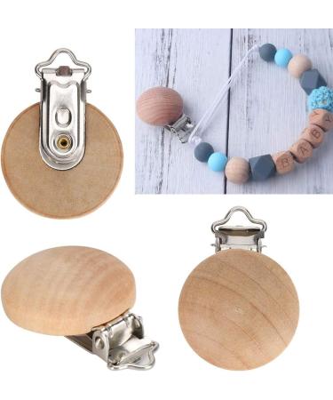 Cikonielf 5pcs Wood Pacifier Clips - 3cm Baby Pacifier Belt Holder & DIY Accessories for Teething - Buy Online on SooperMarket.com