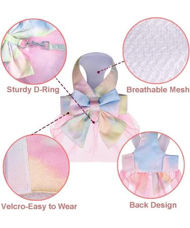 Dog Harness Dress with Leash Set Princess Dog Tutu Skirt for Small Dogs Girl Cute Bow Puppy Dresses Pet Clothes Doggie Outfits Apparel (XS Grey) XS Grey - Buy Online on SooperMarket.com