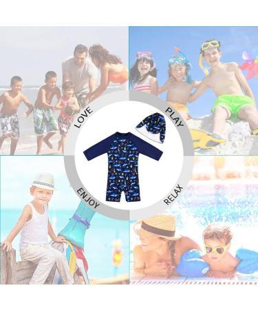 UPF 50+ Navy Shark Swimwear for Baby Boys/Girls | Snap Bottom Toddler Swimsuit 9-12 Months - Buy Online on SooperMarket.com