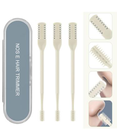 LIEUDAGE Nose Hair Trimmers Double-Tips Soft Brushes Nose Clipper Nasal Hair Cutter for Men & Women Nose Hair Groming Tools Stainless Steel Blades Plastic Barrier for Safety Nose Hair Scissors