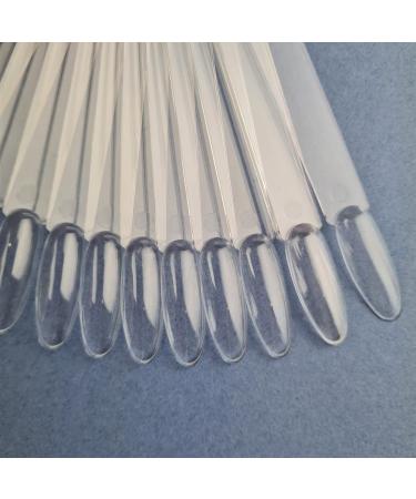 50 PCS Clear Fake Nail Swatches Fan-shaped Nails Display Sticks Nail Art Tips Color Sticks Pop Sticks Nail Display Ring for Nail Gel Polish Practice Round head -Clear