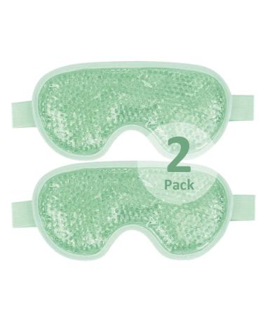NEWGO Cooling Eye Mask for Puffy Eyes Reusable Hot Cold Therapy Gel Cold Eye Mask for Migraine Headache Dark Circles Dry Eyes Swollen Eyes Sinus Pain Green-2PCS Green 2PCS