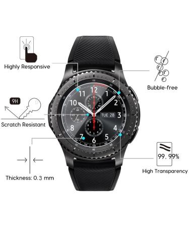 4-Pack Gear S3 Tempered Glass Screen Protector - Akwox Clear Protective Film for Samsung Gear S3 Frontier/Classic 1.3 Inch Smart Watch - Buy Online on SooperMarket.com