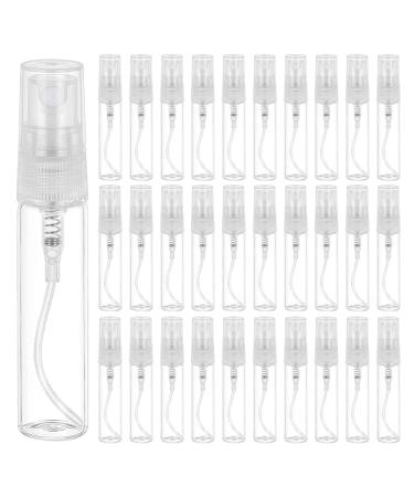 Benecreat 30 pieces 5 ml mini fine fog spray bottle Transparent glass travel empty atomizer spray bottles with plastic lids for perfume body care liquid cosmetics 5 ml cap extinguish