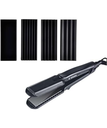 4 in 1 Hair Crimper & Flat Iron - Ceramic Hair Straightener Curling Iron & Waver - Interchangeable 1.5 Inch Plates for Perfect Styling - Buy Online on SooperMarket.com