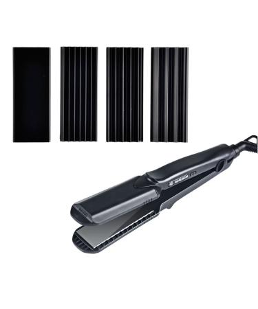 Hair Crimper Flat Iron 4 in 1 Hair Straightener Curling Iron Small Medium Large Waver Curler Ceramic Crimping Irons Interchangeable 1.5 Inch Plates Hair Styling Tools