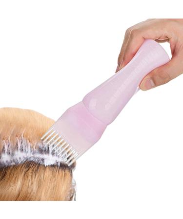 Hair Dye Brush Bottle Root Comb Applicator Bottle Hair Oil Bottle With Comb Hair Dye Bottle Applicator Comb With Graduated Scale For Home Salon Use Pink