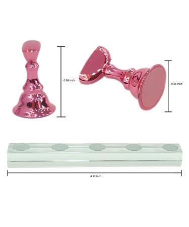2 Set Nail Stand for Press On Nails - White Reusable Adhesive Putty Magnetic DIY Fake Nails Crystal Holder - Nail Art Training Display Stands - Gold + Pink - Buy Online on SooperMarket.com