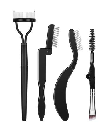 Folding Eyebrow Comb Eyelash Separator Eyebrow Eyelash Grooming Brush for Making Up Supplies (Style A, 4 Pieces)