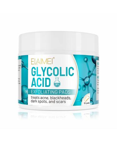Glycolic Acid Pads 50pads  30% Glycolic Pads for Face Salicylic Acid Peel Pads Exfoliating Glycolic Pads for Dark Spots-Acne Resurfacing Pads