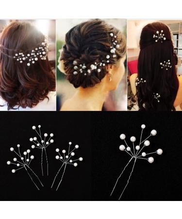 25 Pack Flower Leaf Pearl Bridal Hair Pins Clips - U-Shaped Barrettes with Rhinestone Crystal - Wedding Hair Accessories for Women, Girls, Brides - Buy Online on SooperMarket.com