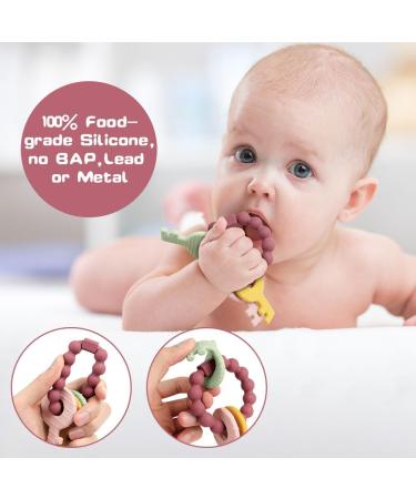 Vicloon Baby Teething Toy - Silicone Teether for Boys and Girls | BPA-Free Chew Soothing Ring | Ideal Shower Gift (Wine Red) - Buy Online on SooperMarket.com