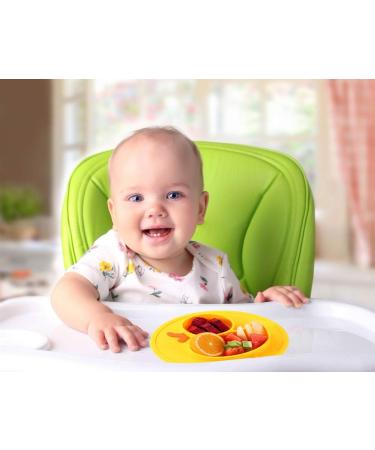 Qshare Toddler Plate - BPA-Free Suction Plate for Kids - Yellow Silicone Placemat 9x6x1.4 inch - Buy Online on SooperMarket.com