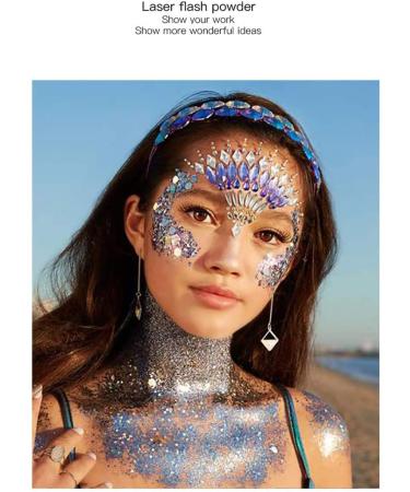 Turelifes Chunky Glitter Gel - Festival Body, Hair, and Nail Makeup - 50ml Liquid Eyeshadow in Green - Long Lasting and Easy to Apply - Buy Online on SooperMarket.com