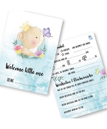 Babyarty games rate times cards (25 cards German motif "B r") - Babyshower Council game girls and young - baby oracle decoration (A6 (10.5 x 14.8 cm)) Bear A6 (10.5 x 14 8 cm)