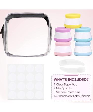 INSFIT 20g Silicone Cosmetic Containers | 5PCS BPA Free Leakproof Jars for Makeup Samples | Travel Size Cream Jars with Labels and Spatulas - Buy Online on SooperMarket.com