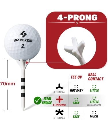 SAPLIZE Plastic Golf Tees Pack of 50 - Reducing Friction & Side Spin - 2-3/4 inch 4 Prong Tees - Buy Online on SooperMarket.com