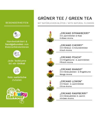 Creano Heart-Shaped Gift Set: 6 Types of Green Tea & 500ml Glass Teapot - Perfect Gift for Women & Tea Lovers - Buy Online on SooperMarket.com