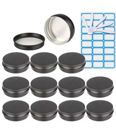 Zeoabsy 10 pieces 60ml matt black aluminum empty jar round aluminum doses with screw lid cream box screw box aludose tins for cosmetics candle ointments 5x spatula 1x etiquette matt black 60ml