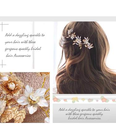 Edary Bride Wedding Hair Vines Gold Flower Bridal Headband Crystal Headpieces Leaf Bridesmaid Hair Accessories for Women and Girls - Buy Online on SooperMarket.com
