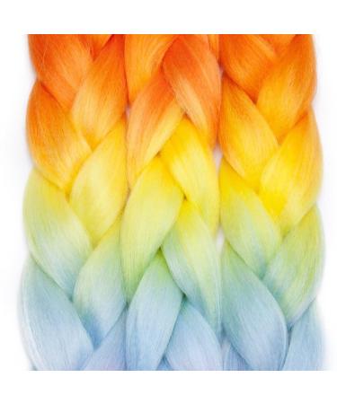 Tess Braids Extensions - Jumbo Kanekalon 60 cm Ombre Hair Braids (5 Pack) - Blue Orange Red - Perfect for Box Braids & Hair Extensions - Buy Online on SooperMarket.com