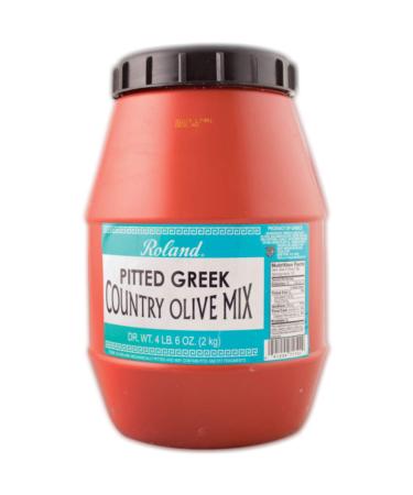 Roland Foods Pitted Greek Country Olive Mix, Specialty Imported Food, 4 Lb 6 Oz Jar