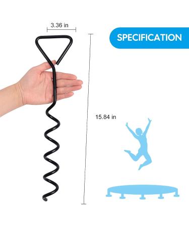 Synoratory Heavy Duty Trampoline Stakes Anchors Kit - Galvanized Steel, High Wind Resistance - Fits 15ft, 14ft, 12ft, 10ft Trampolines - 15.8inch Ground Anchors - Black Trampoline Accessories - Buy Online on SooperMarket.com