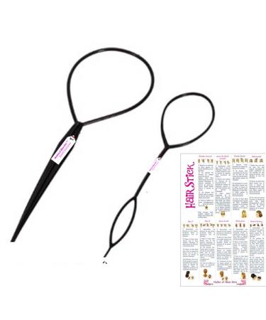 Hairdresser accessories: set of 2 STK TOP TOIL TAIL HAIRGREHER STYLER Hairstyle Aid Hair Twister Sling Slope Black - 1 Small + 1 large