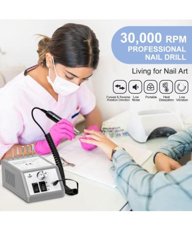Alls Nail Cutter - Professional 30 000 RPM Electric Nail File & Efile Buffer for Acrylic Nails | Complete Manicure Grinding Tool Set (Gray) - Buy Online on SooperMarket.com